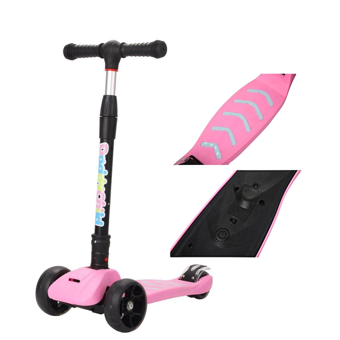 

New design multi functional 3 PU wheels kids scooter with light and music