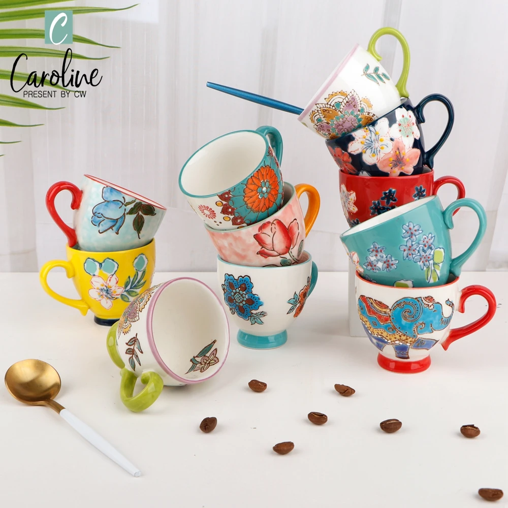 

Wholesale Floral Teacups Coffee Table Sets, Customized color acceptable