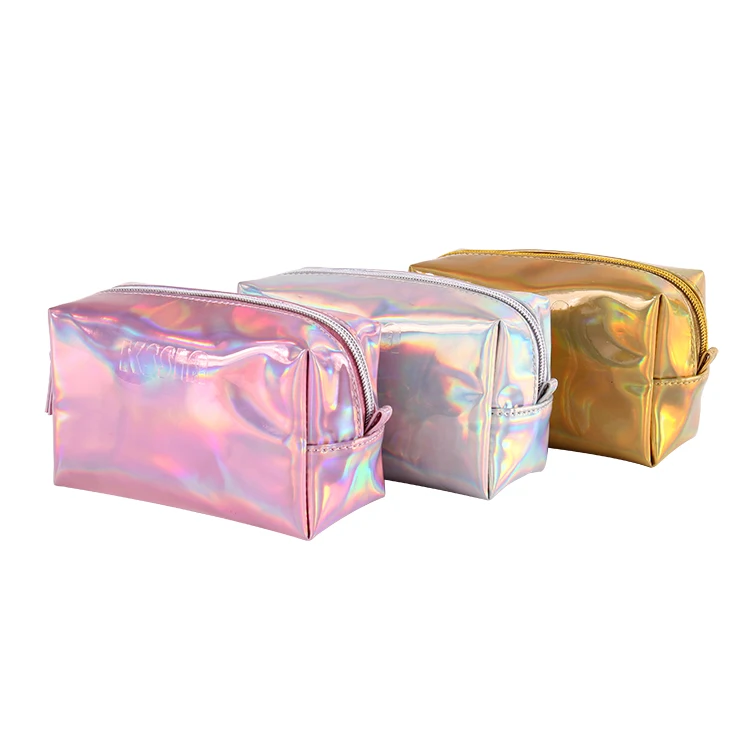 

Fashion Small Portable Holographic Laser Toiletry Cosmetic Pouch Custom Makeup Pouch, Customized