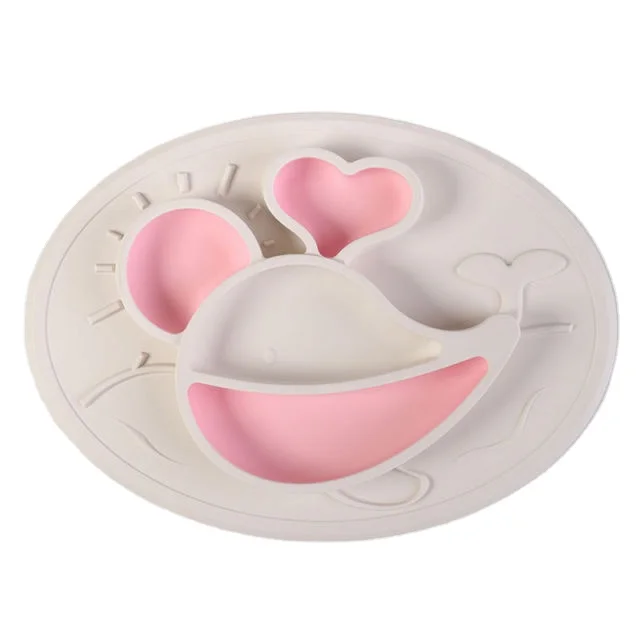 

Whale Two Color Silicone Suction Plates BPA Free Microwave Dishwasher Safe Silicone Baby Toddler Kids Plate