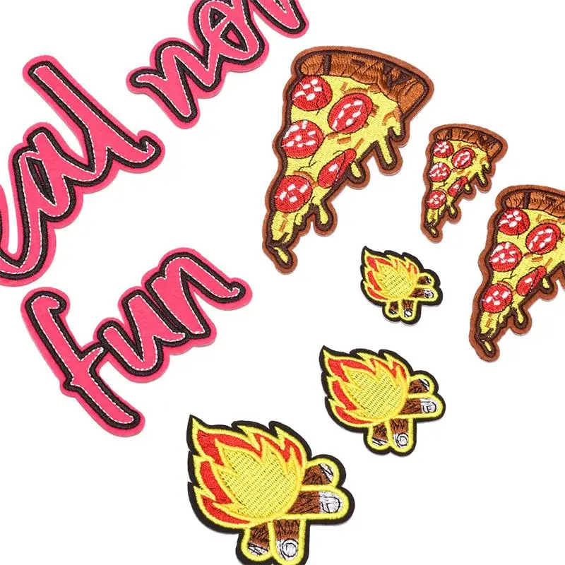 

Pizza flame real Noh fun Computer embroidery cloth paste Batch Badge Patch High-end clothing accessories DIY jewelry stickers