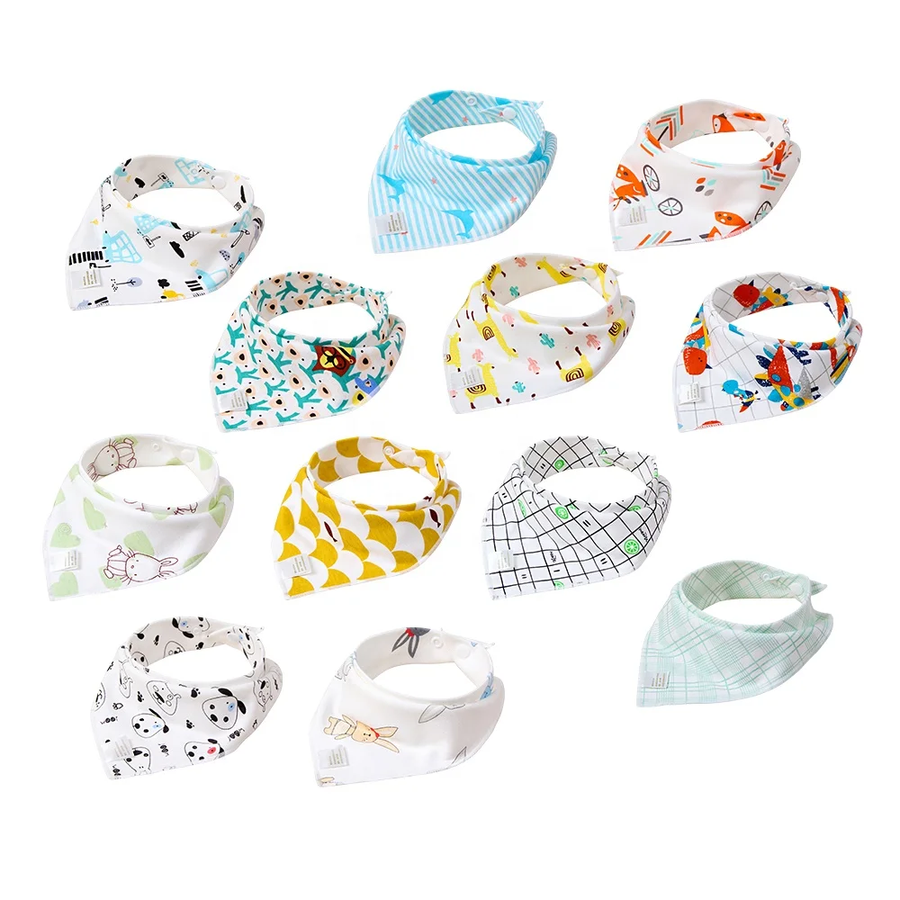 
POPOMI 2020 free sample wholesale high quality cotton bandana drool baby accessories bibs for drooling and teething 