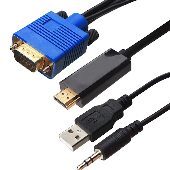 6ft 1.8m Hdmi To Vga Cable With Audio And Usb Hdmi Male To Vga Male ...