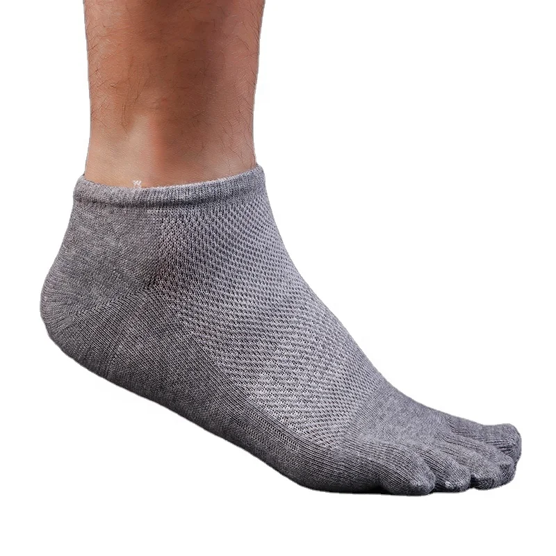 

wholesale ankle socks Men Summer Mesh Breathable Casual Cotton Five Finger Ankle Athletic Toe Socks, Customized