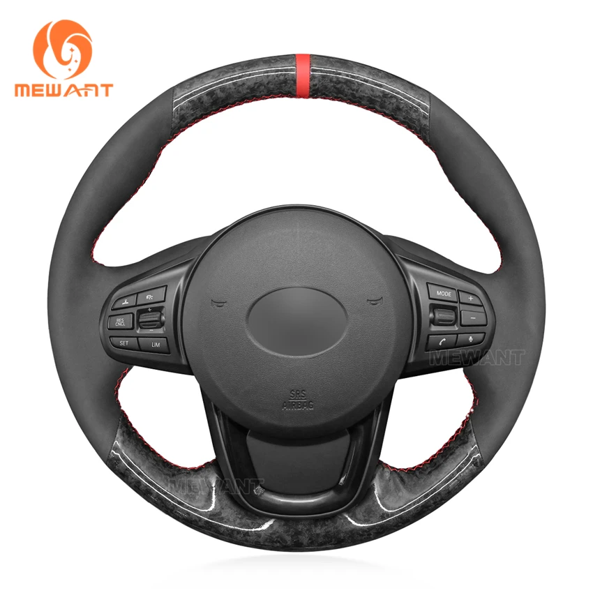 

Hand Sewing Custom Forged Carbon Soft Suede Steering Wheel Cover for Toyota Supra GR Supra A90 2019 2020 2021