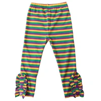 

Mardi gras leggings wholesale clothing fabric kids pants baby spring baby clothes stripe leggings girls ruffle pants