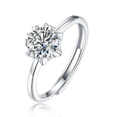 

customization jewelry 14k 18k white gold 6mm round brilliant cut moissanite ring