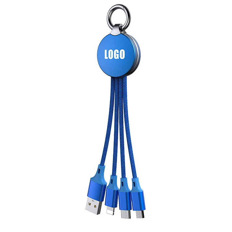 

Keychain 3-in-1 charge cable Data Cable with LED Logo Glow