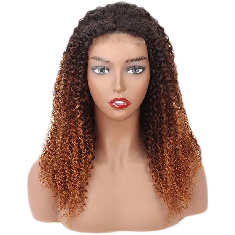 

Factory direct sale 13x4 mechanism front lace Gradient kinky curly human hair wigs