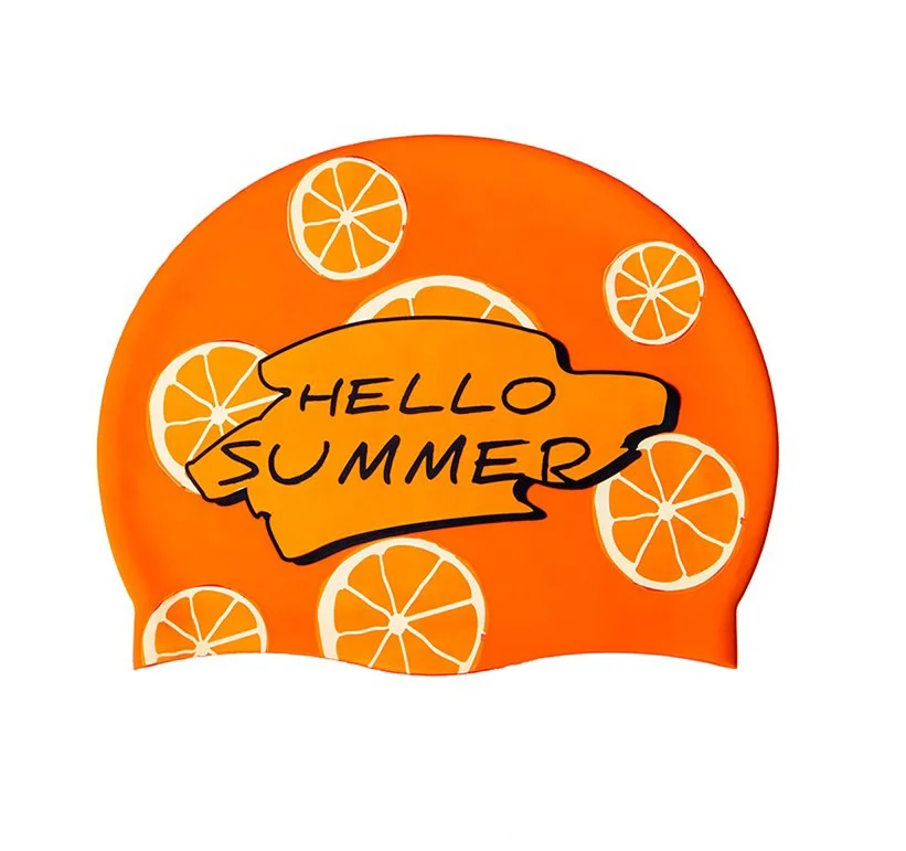 

Custom Personalized logo thermal transfer printing 100% Silicone Swimming Cap for Adult, Any color is ok