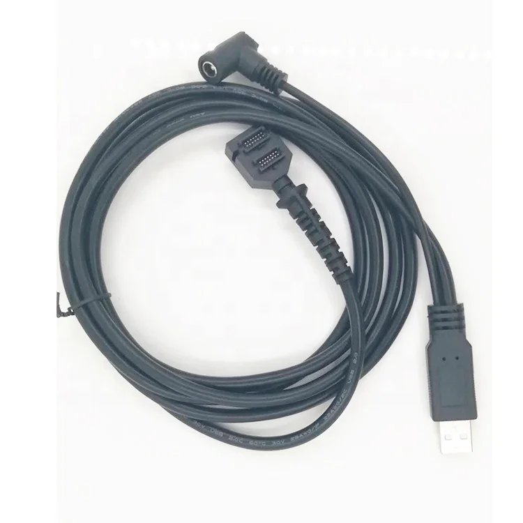 

New Hot Product VX820 Double 14Pin IDC To 5.5x2.1 DC Jack + USB2.0 A Male Plug Power Cable For VeriFone VX805 VX820, Black