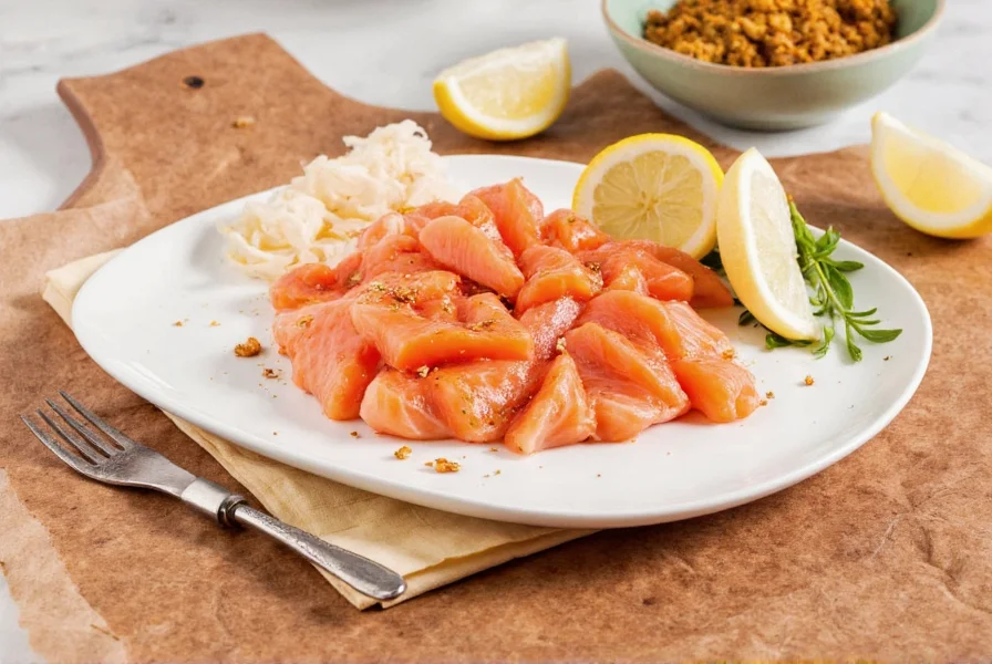 Cooked salmon with horseradish sauce
