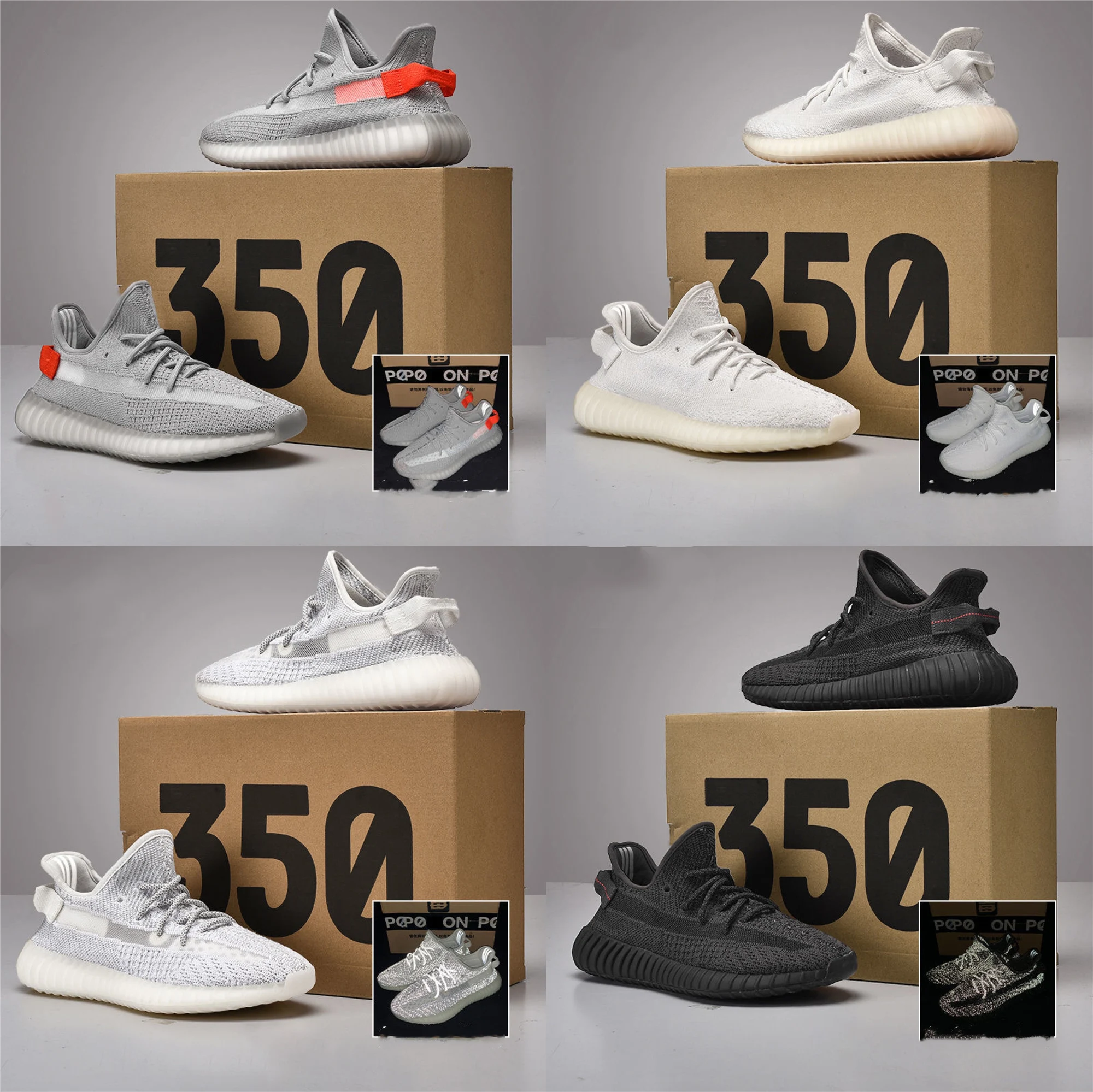 

2021Wholesale 4 colors Popcorn yeezy 350 soft men woman running shoes sneakers