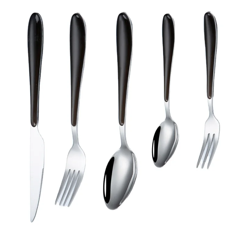 

Wholesale Colorful Stainless Steel Silverware Cutlery Plastic Handle Spoon Fork Flatware Set