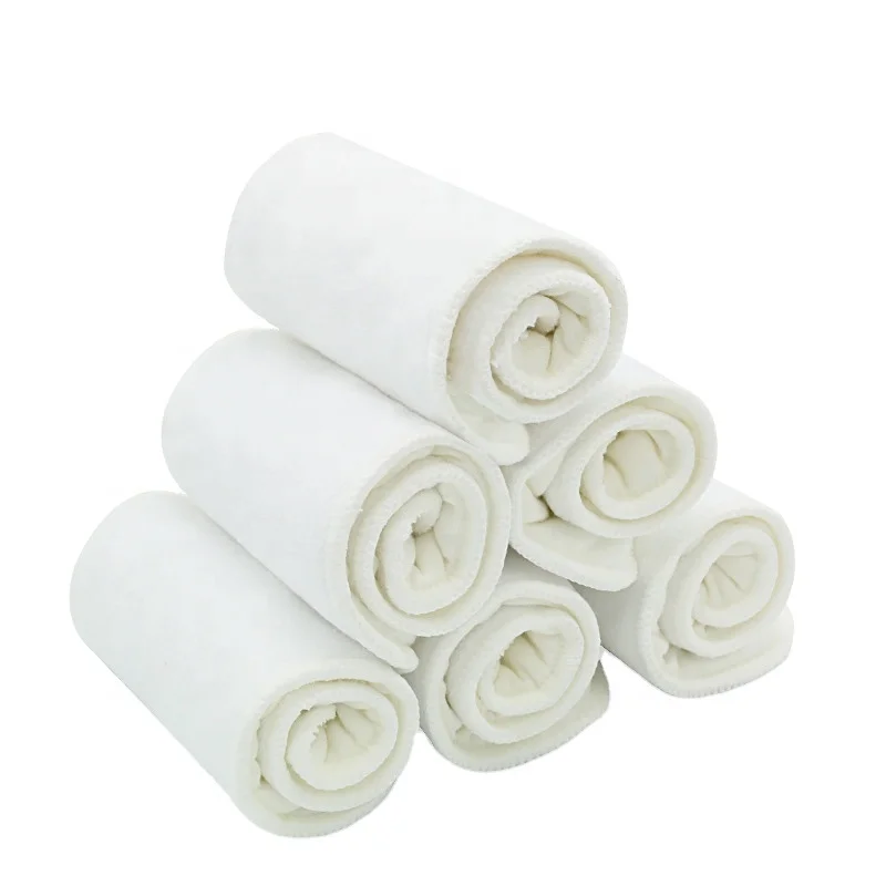 

Happyflute washable three layers microfiber insert Reusable 3 layer microfiber diaper inserts, White