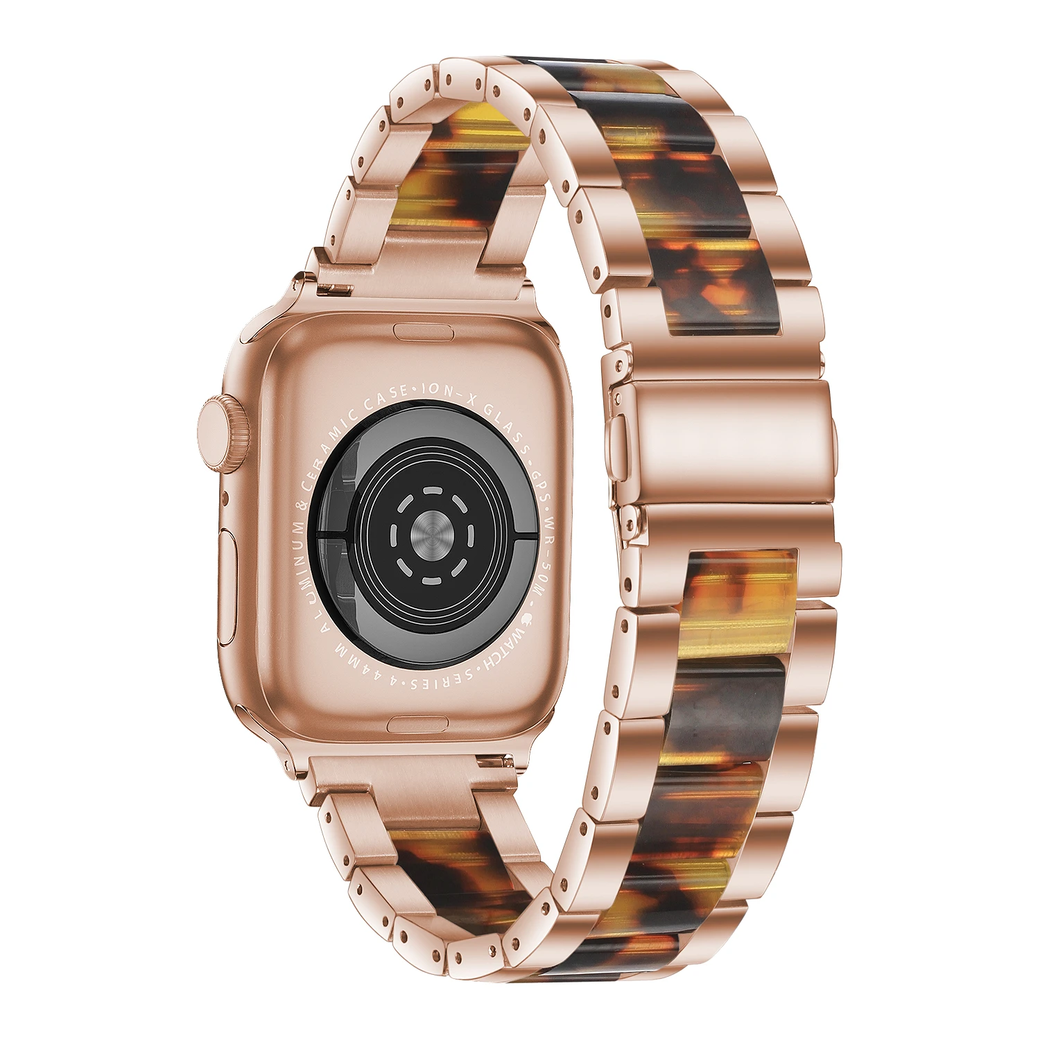 

For Apple Watch Bands Replacement Strap Gold Stainless Steel Resin Wristband Series 6 5 4 3 2 1, Multi color