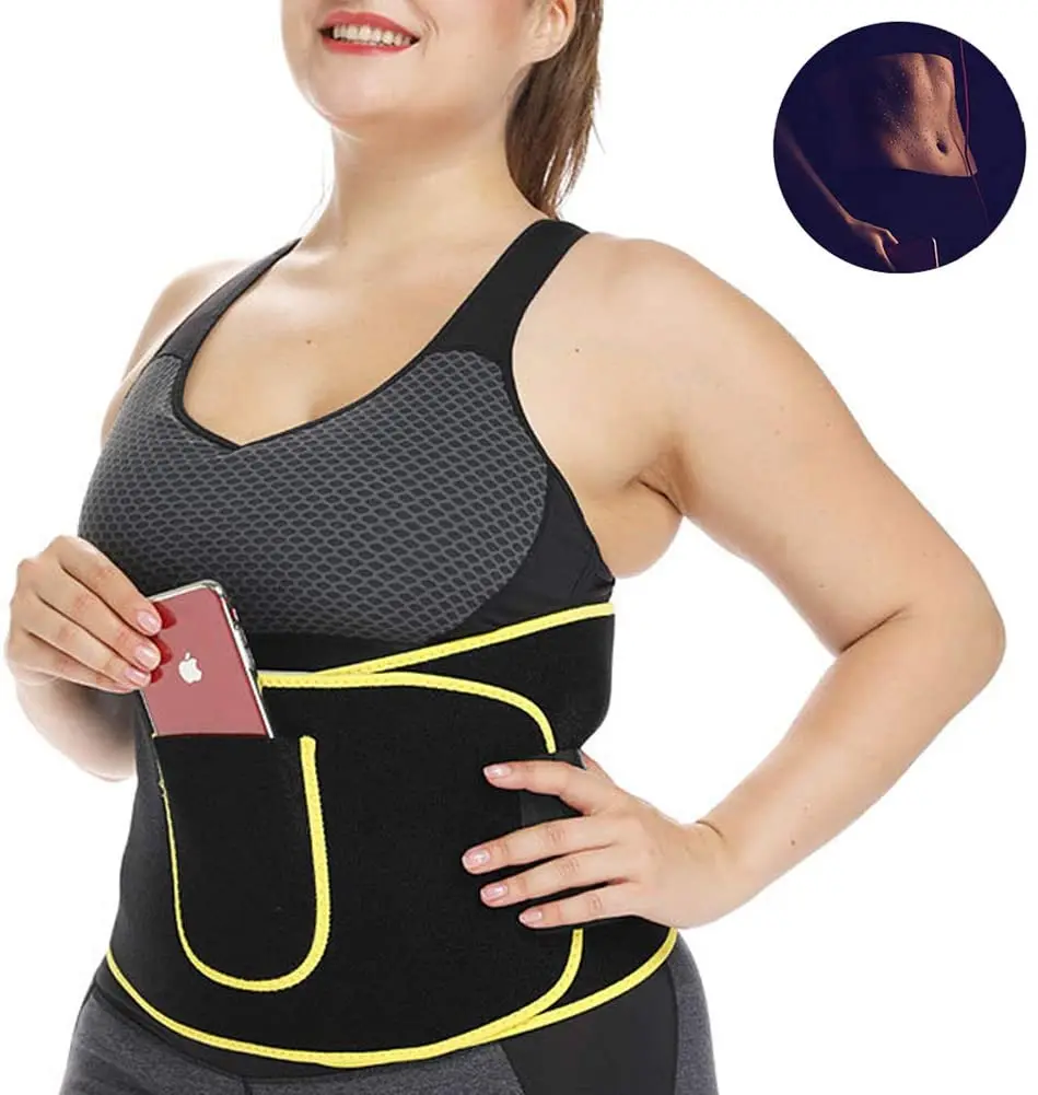 

Waist Trimmer Belt Waist Trainer Sweat Belt with Phone Pocket for Women & Men Workout/Fitness, Black,green,yellow,blue,dark blue,pink