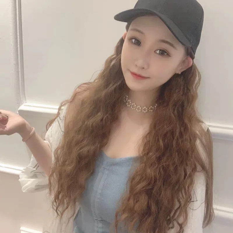 

Summer Natural Full Headgear Female Long Hair Wool Kindly Hat Wig Cap Wig Stocking Caps