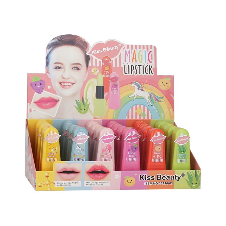

Kiss Beauty Brighten Lip Moisturizing Aloe Vera New Promotion Vegan Lipgloss Change Color Magic Lipstick, Muliti-colors