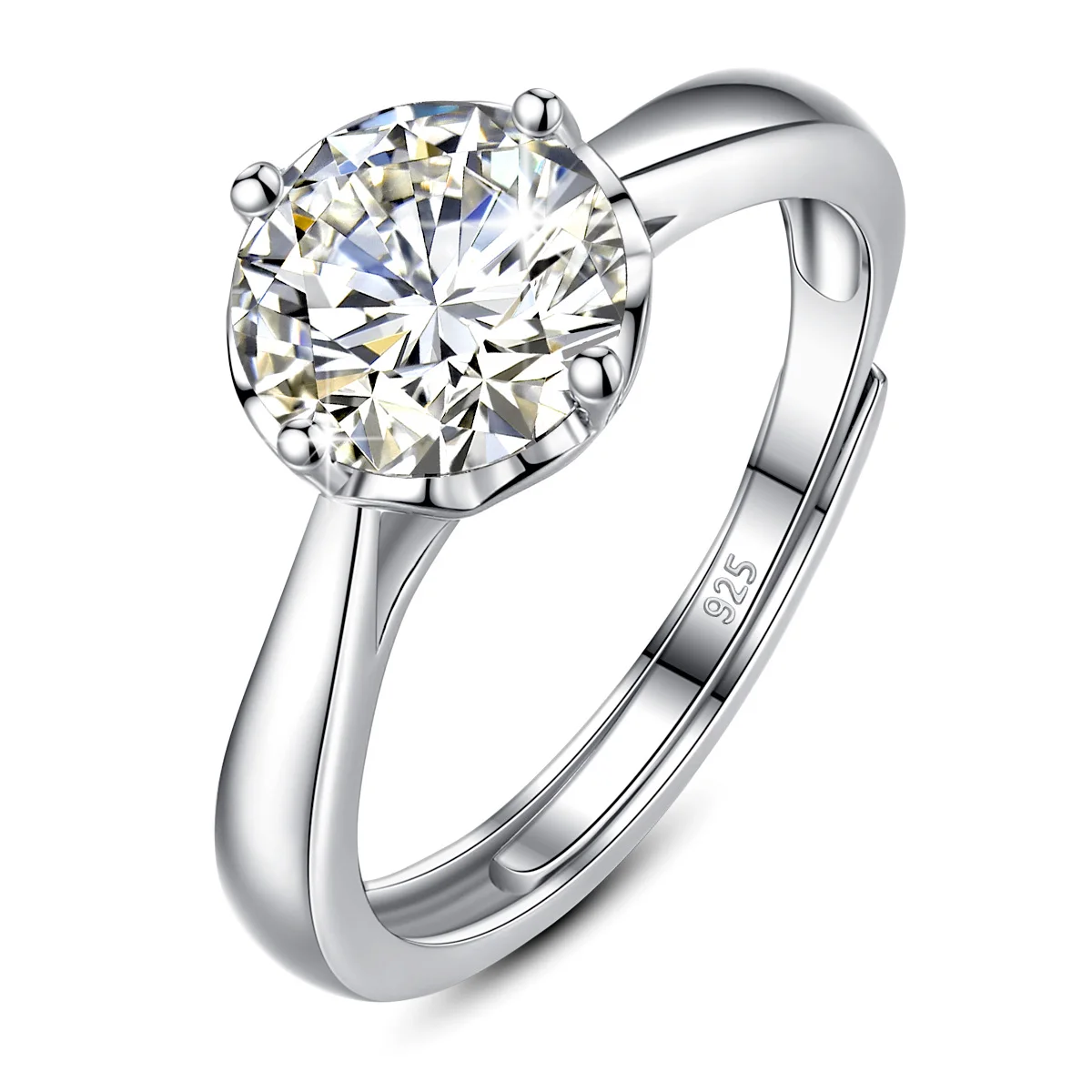 

Moissanite Jewelry Big Rings Ring Diamond 5925 Silver High Quality Bridal Engagement Adjustable Wedding Women CLASSIC Flower 8mm