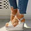 Bead Studded Detail Platform Wedge Sandals