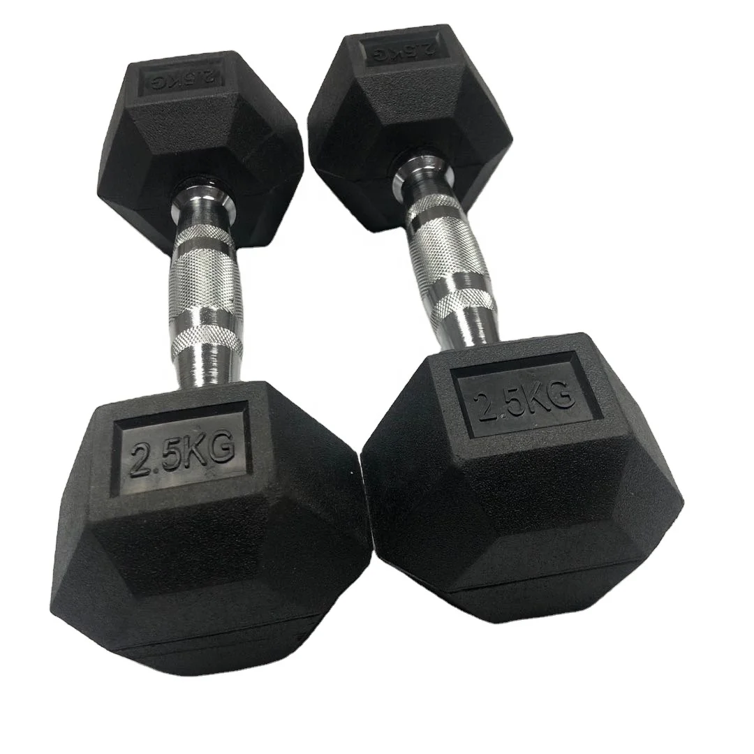 

Factory Supply Bodybuilding Equipment 30kg Hex Dumbbell Set Rubber Dumbbells, Black