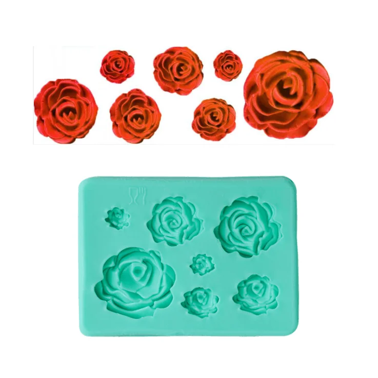

Factory Price 3D Rose Flower Fondant Cake Tool DIY Rose Shape Silicone Cake Mold for Baking Candle Soap Silicone Mold, Green