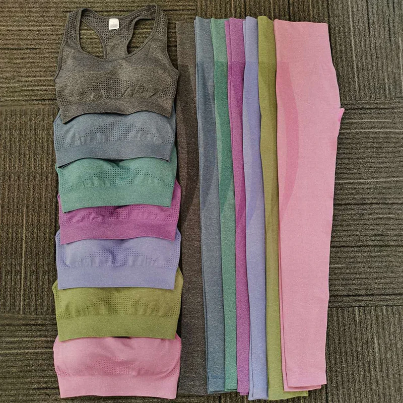 

High Waist Workout Seamless Training Gym Wear Athletic Leggings Yoga Pants Sets