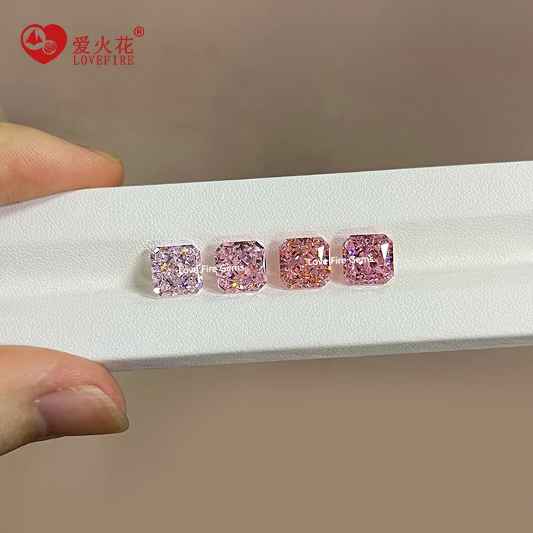 

all sizes pink colors 4k synthetic cz gemstones 5A+ zircon 4K crushed ice radiant octagon cut loose cubic zirconia