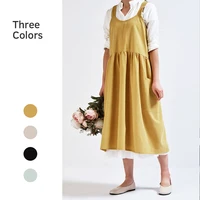 

2019 wholesale linen Kitchen Apron for women with pockets