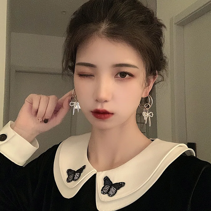 

Hit South Korea set auger bowknot exaggerated sense of senior cute temperament women earrings earrings tassel alloy, Pic