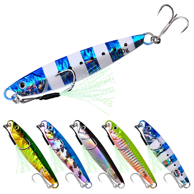 

YABOO SEWEN Wholesale 24g 30g 40g 60g Metal Jigging Lead Fishing Lure, 10 colors