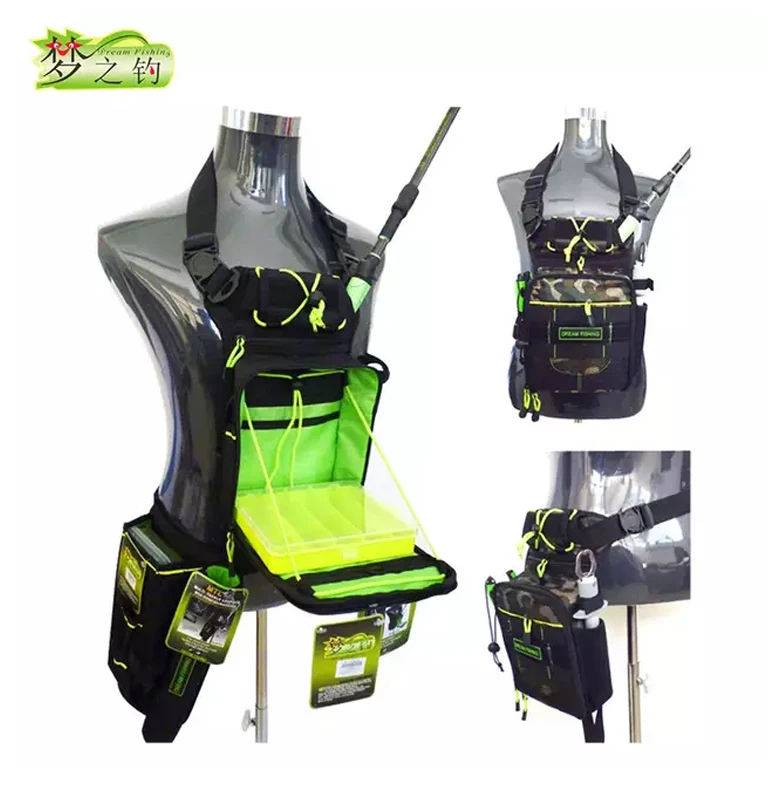 

DREAM FISHING 17*6*22cm Multifunctional Fishing Tackle Bags + 17.5*15.5*3.5cm Fishing Box Storage Case Chest Bag Waist Leg Pack