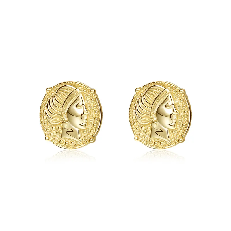 

VIANRLA 925 Sterling Silver Earrings 18K Gold Plated Earring Queen Portrait Cuff Earring Wholesale