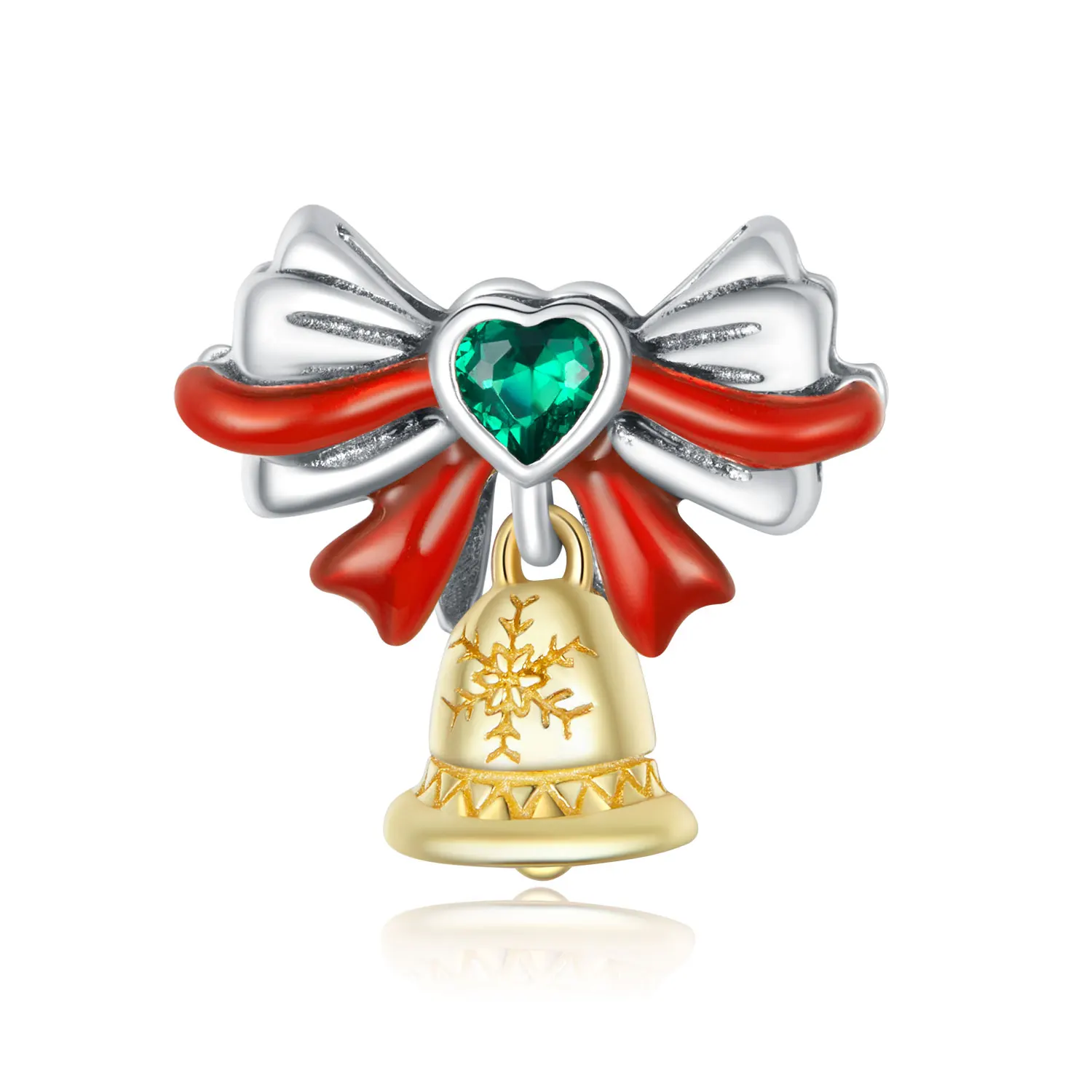 

Exquisite Christmas Jewelry Gold Plated Pretty Jingle Bell Charm 925 Silver