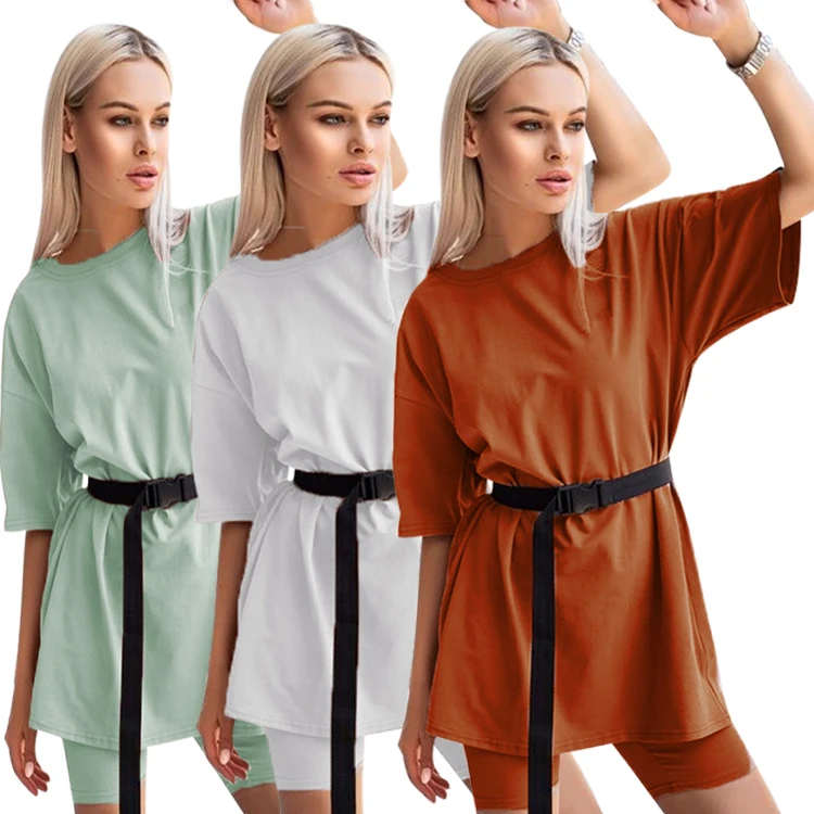 

Belt Two Piece Set Loungewear Women Casual Summer Homewear Loose Sports Shorts Sets Leisure 2 Piece Suit 2020