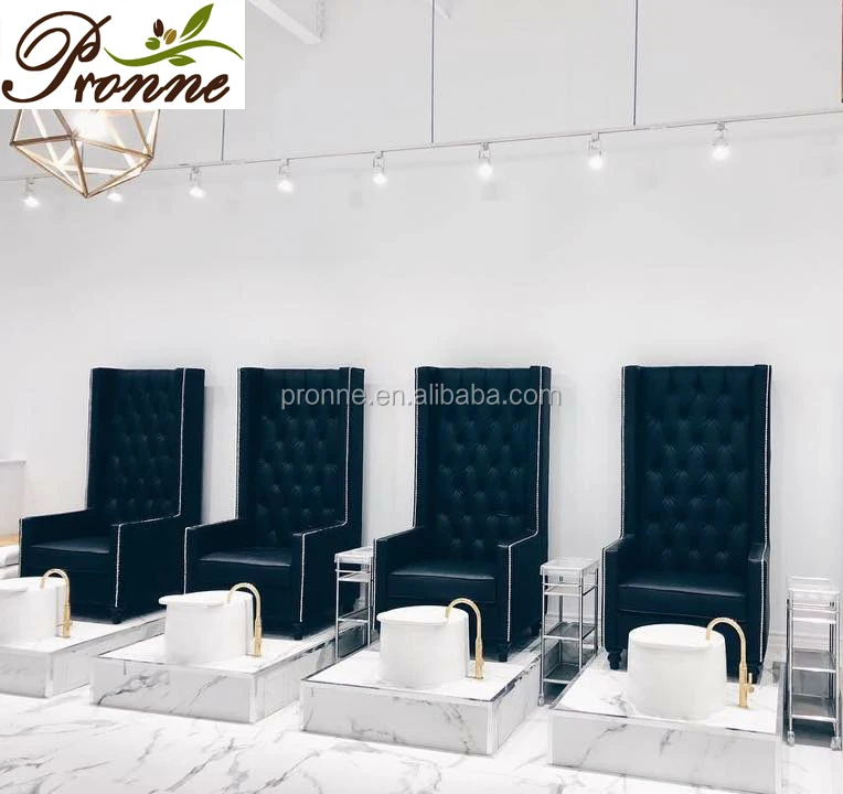 

baroque style black spa furniture pedicure chair with golden faucet, Optional