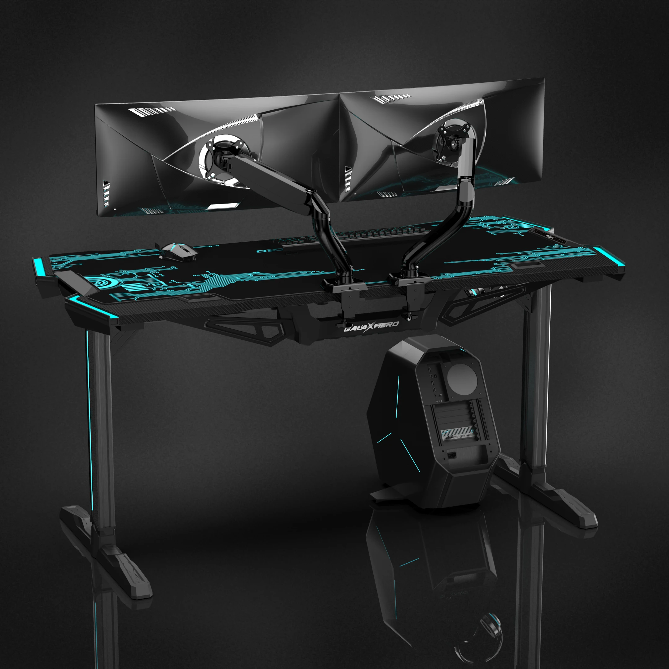 
Galaxy-I MDF Carbon fiber texture Professional large PC computer Table RGB led lights gaming Desk 