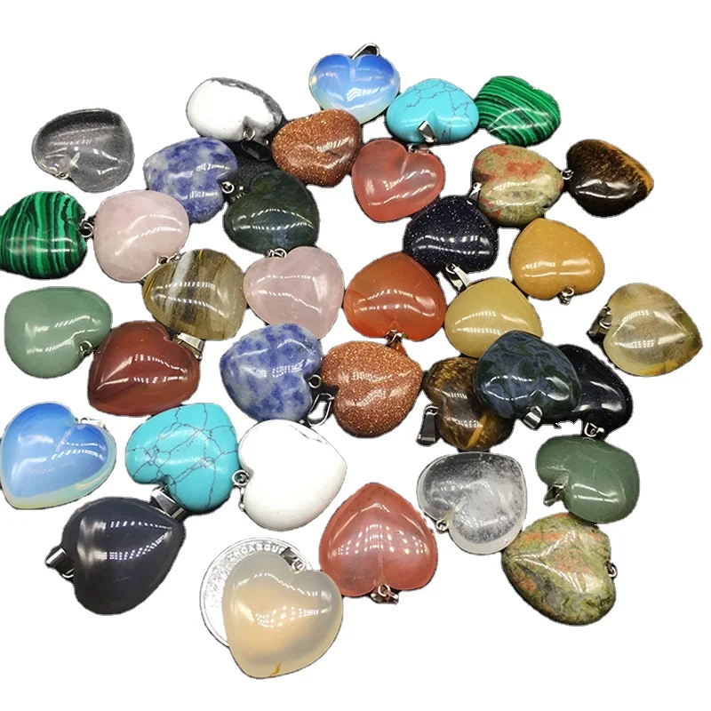 

Charms assorted natural gemstone bead pendant healing crystal stone heart pendants for jewelry making