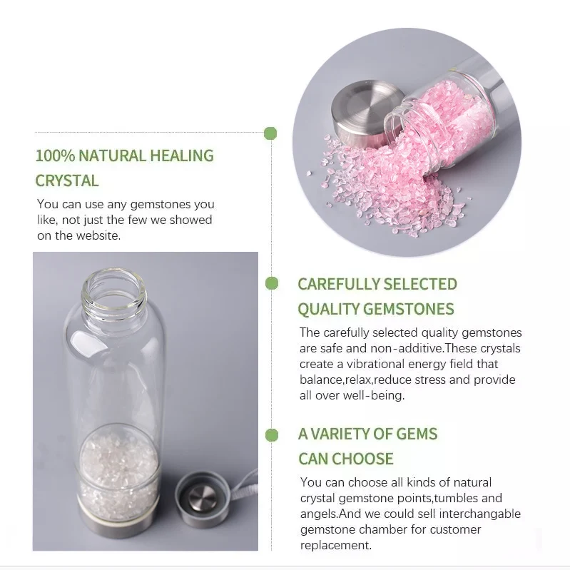 Wholesale Glass Healing Crystal Water Drink Bottle Elixir Infuser