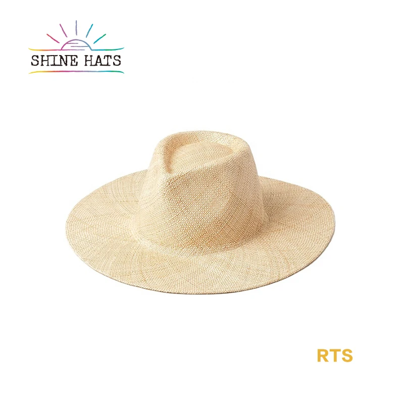 

2021 Stylish Wide Brim Cowboy Panama Straw Hats Promotional Custom Cheap Summer Beach Stock Sun Hats