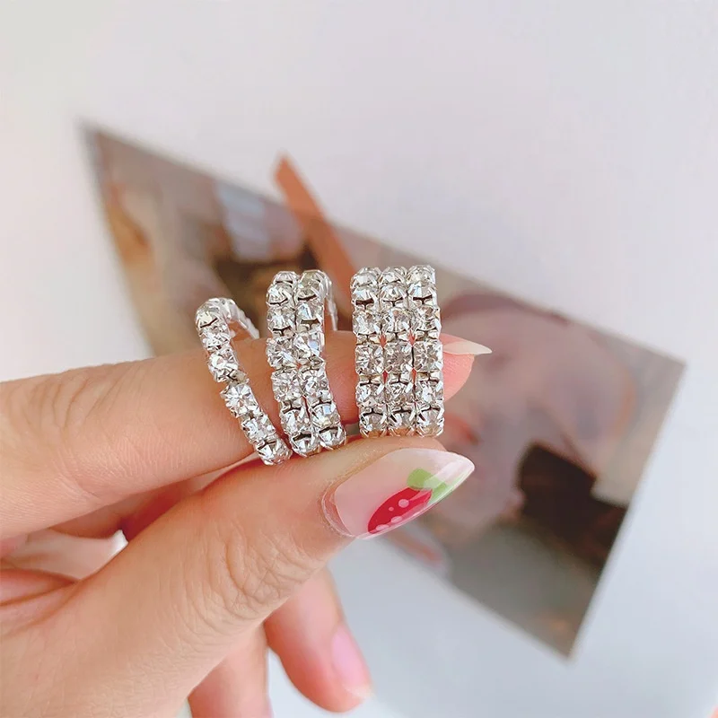 

Real 24k Gold Plated Rhinestone Diamond 925 Sterling Silver Ring Luxury Full Diamond Adjustable Ring, Silver color