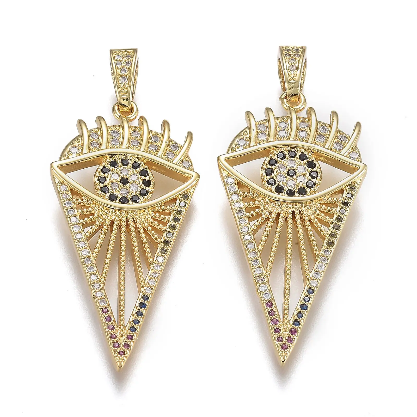 

Pandahall Kite with Eye Real 18K Gold Plated Clear and Black Cubic Zirconia Pendants