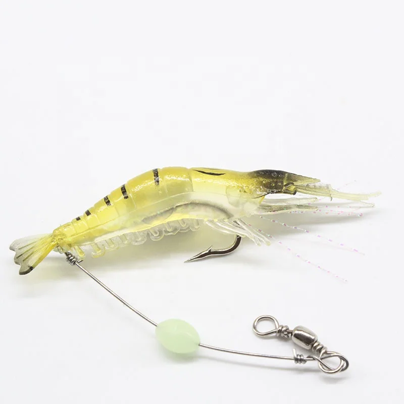 

Factory directly sell shrimp bait with hook 9cm 6g bionic bait soft shrimp luminous bait soft lures fish, 7 colors