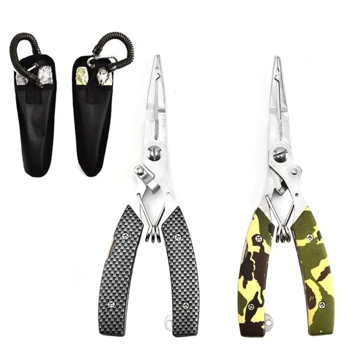 

Stainless steel multi functional tools fishing accessories hook line cutting wire stripper snap split ring fishing pliers