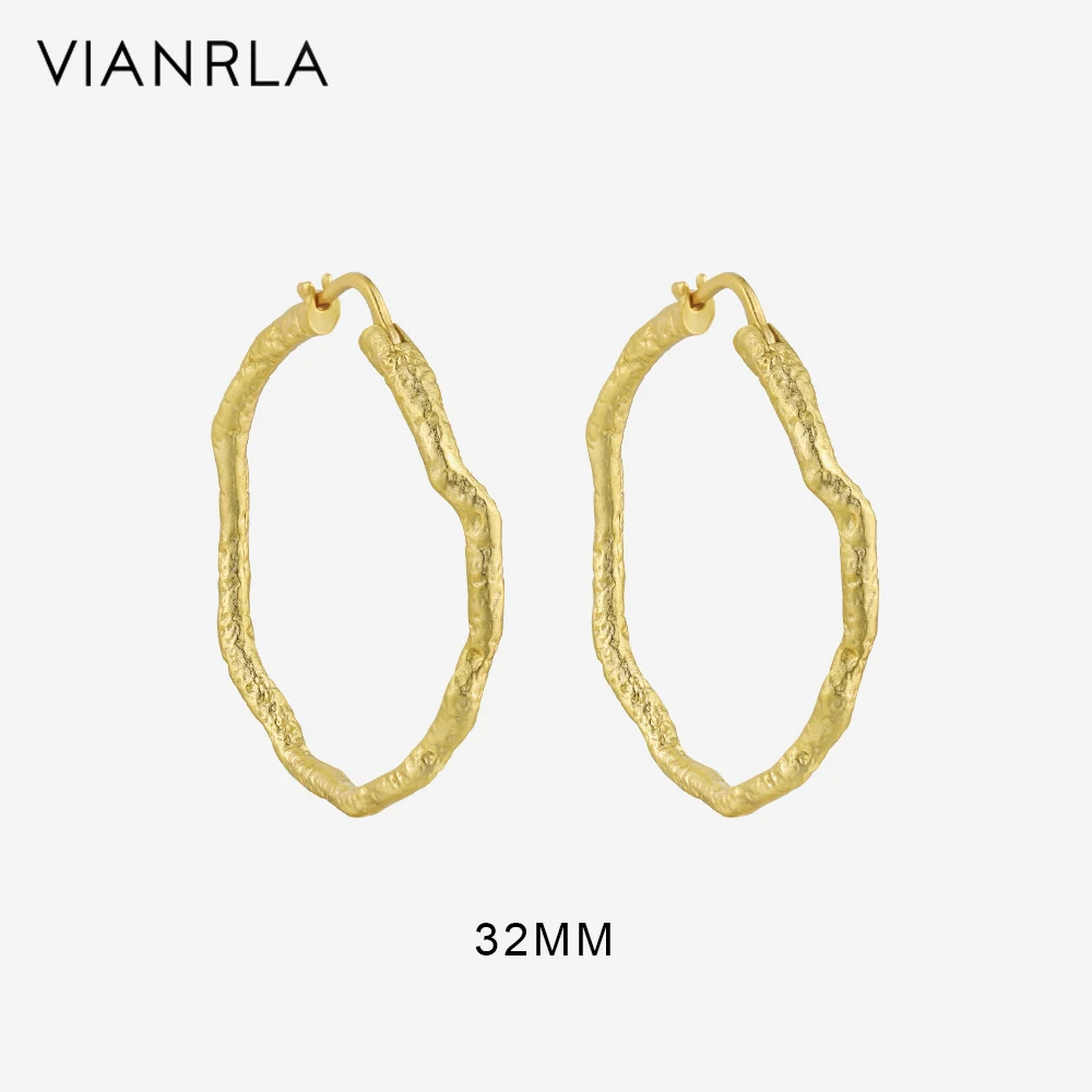 

VIANRLA 925 Sterling Silver Jewelry Hoop Earrings 18k Gold Plated Earring Irregular Shape For Women Wholesale