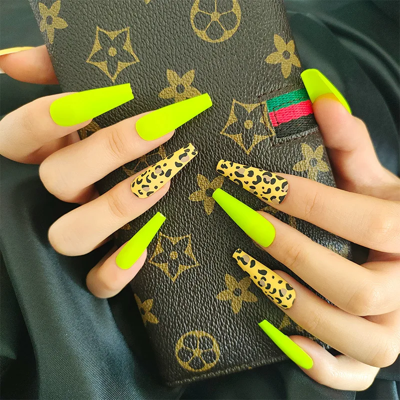 

Wholesale Long Coffin Press On Artificial Custom Luxury Colorful Matte Ballerina False Nails Press On Nails