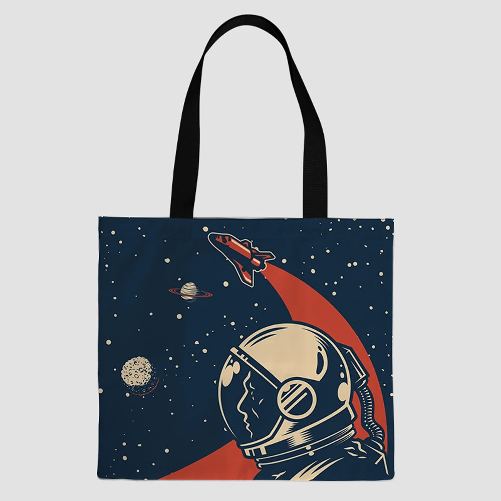 

custom design printing wholesale canvas astronaut promotional foldable shopping bag