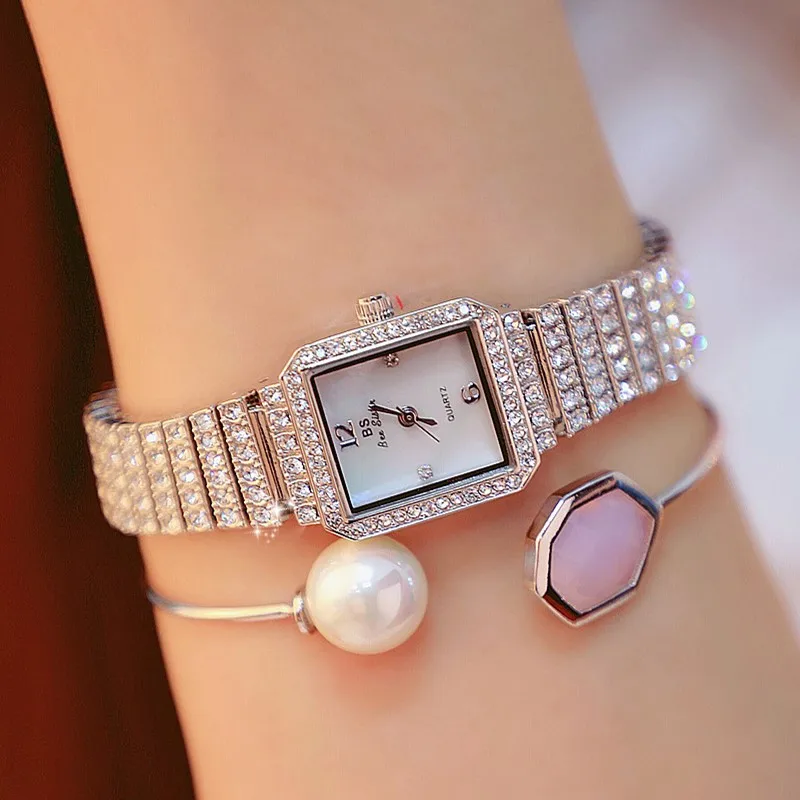 

Watches Creative Women Watch Bracelet Stainless Steel Cover Diamond Crystal Dial Ladies Watch relogio feminino