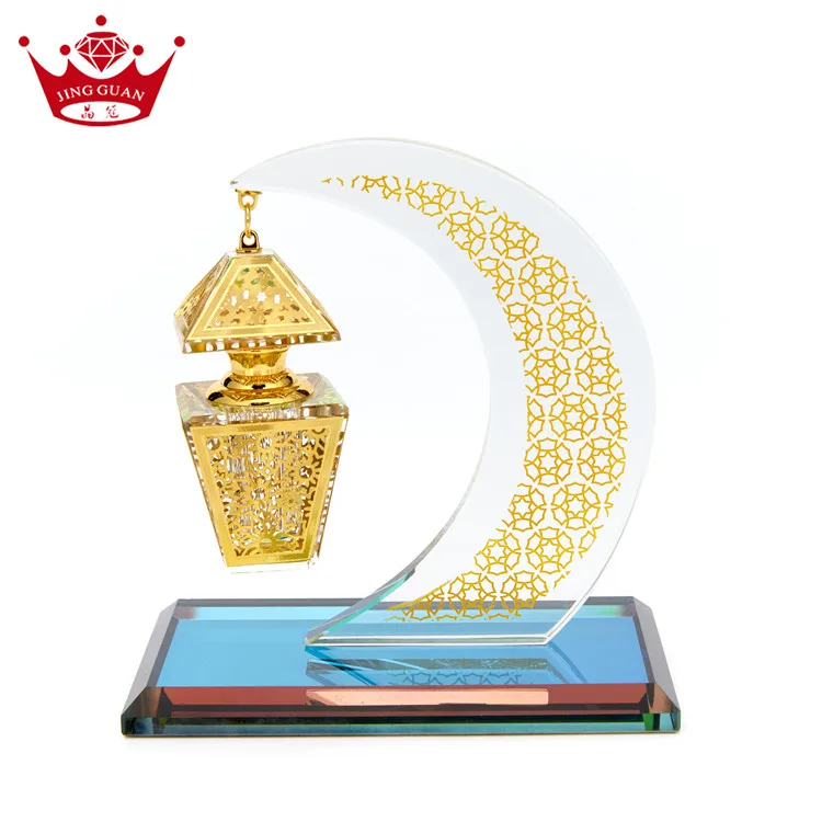 
Muslim Islamic Gifts Empty Decorative Crystal Fancy Crescent fragrance bottle Aromatherapy bottles 